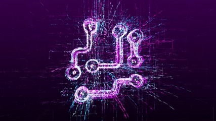 Canvas Print - Digital animation of microchip sign in virtual space