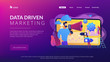 Data driven marketing concept landing page.