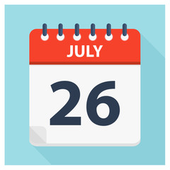 Wall Mural - July 26 - Calendar Icon - Calendar design template