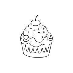 Wall Mural - sweet cupcake with cherry