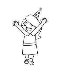 Sticker - cute happy girl with birthday hat