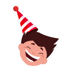 Wall Mural - cute happy boy head with birthday hat