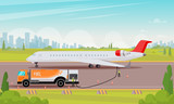 Fototapeta Dinusie - Refueling Passenger Aircraft Flat Illustration.