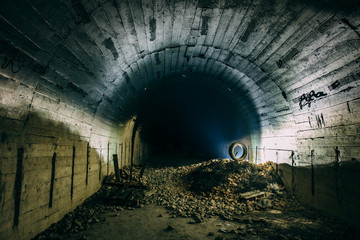 Wall Mural - Underground concrete tunnel or corridor of abandoned nuclear bunker or shelter or basement