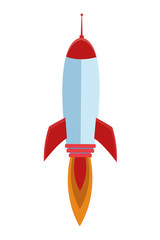 Poster - rocket taking off cartoon