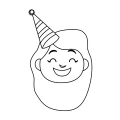 Sticker - cute happy girl head with birthday hat