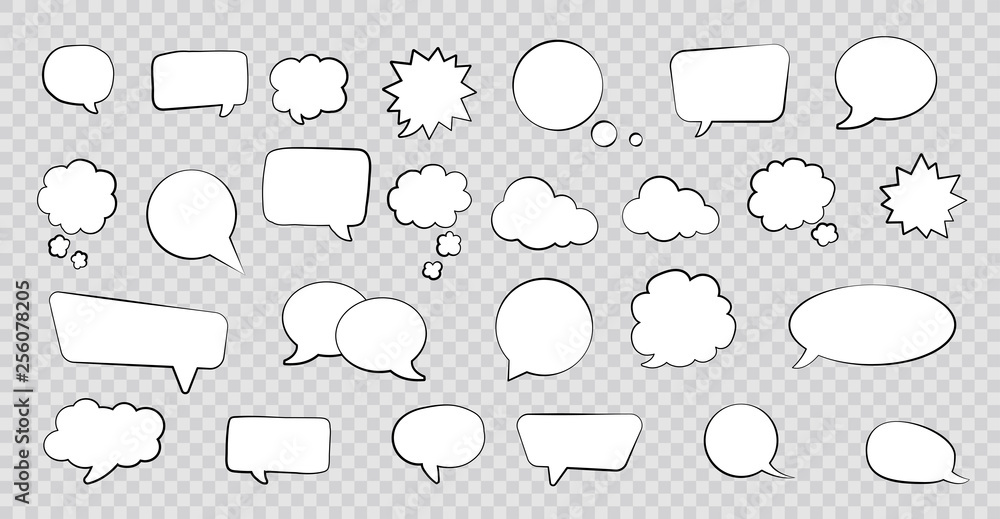 Big set of speech bubbles. Retro empty comic bubbles. Stickers. Vector ...