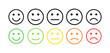 Feedback vector concept. Rank, level of satisfaction rating. Excellent, good, normal, bad awful. Feedback in form of emotions, smileys, emoji. User experience Review of consumer.