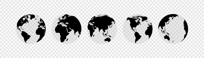 Wall Mural - Globes set collection. Vector illustration. On white background.