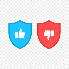 Wall Mural - like and dislike icons collection set. thumbs up and thumbs down. modern graphic elements for web ba