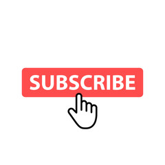 Wall Mural - subscribe button icon. vector illustration. cursor. video. social media.