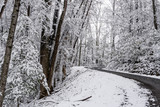 Fototapeta Na ścianę - Winding snowy mountain roads in the Smokies.