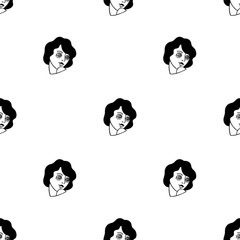 Wall Mural - girls traditional tattoo seamless doodle pattern