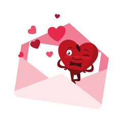 Sticker - heart male in envelope mail kawaii character