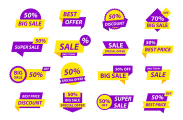 Wall Mural - sale tags collection. special offer, big sale, discount, best price, mega sale banner set. shop or o