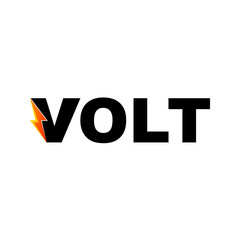 Wall Mural - Volt Text Font Logo With Lightning Symbol