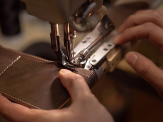 Leather processing by Japanese craftsman.