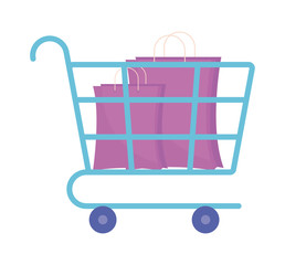 Sticker - cart with bag shopping isolated icon