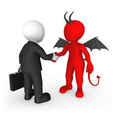 3d business people: deal with the Devil