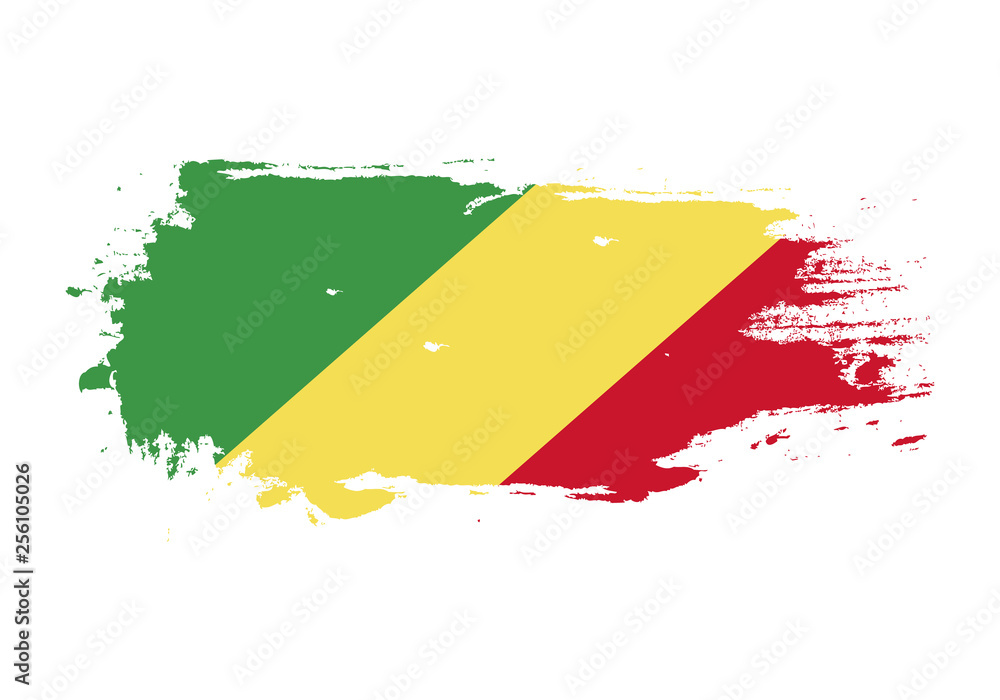 Grunge brush stroke with Republic of the Congo national flag ...