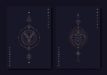 Canvas Print - Geometric astrological symbols tarot card