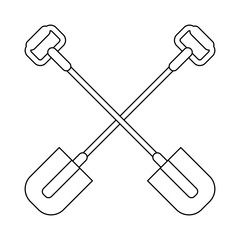 Poster - Garden shovels tools crossed symbol black and white