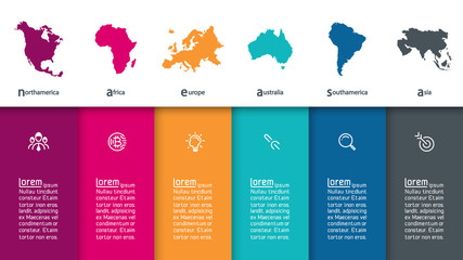 Wall Mural - Continental infographics information on vector graphic art.