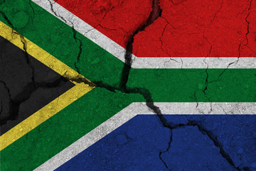 Wall Mural - South Africa flag on the cracked earth