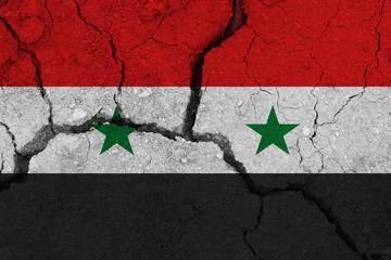 Wall Mural - syria flag on the cracked earth