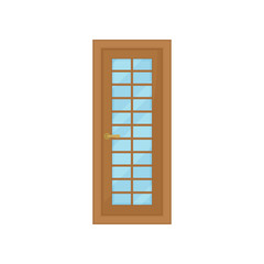 Wall Mural - Classic door with glass on white background.