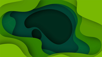 Wall Mural - 3d abstract background with green paper cut shapes. vector design layout for business presentations,