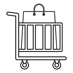 Wall Mural - shopping cart with shopping bags