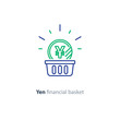 © stmool - Yen coin in basket, financial concept, investment plan, revenue increase, line icon