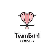 Monoline Twin Bird Logo Icon Vector Template