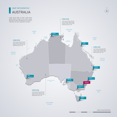 Wall Mural - australia vector map with infographic elements, pointer marks.