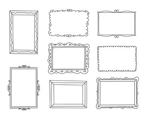 Wall Mural - hand drawn decorativ frames set. cartoon style. vector.