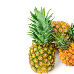  Set of pineapples isolated on white background. Free space for text.