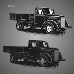 Wall Mural - Old retro truck vector illustration. Vintage transport vehicle