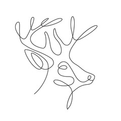 Wall Mural - deer continuous line drawing