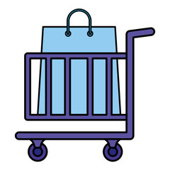 Wall Mural - shopping cart with shopping bags