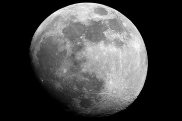 Wall Mural - moon in waxing gibbous phase taken by telescope in th dark space.