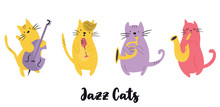 Jazz Band Of Cats Playing Musical Instruments