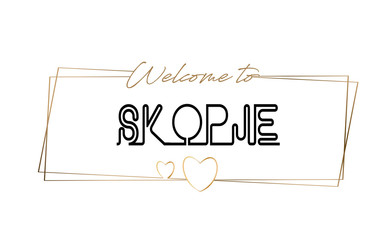 Skopje  Welcome to text Neon lettering typography. Word for logotype, badge, icon, postcard, logo, banner Vector Illustration.