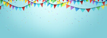 Colorul Festival Streamers On Blue Background