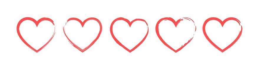 Wall Mural - like and heart icon. live stream video, chat, likes. social nets like red heart web buttons isolated