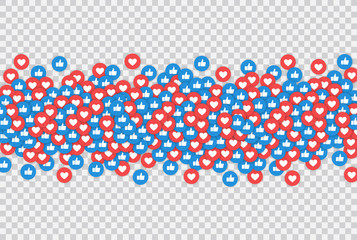 Wall Mural - like and heart icons vector illustration on transparent background.