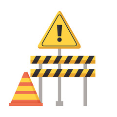 Canvas Print - construction barricade warning sign cone