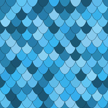 Seamless Pattern With Colorful Blue Scales