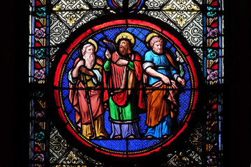 Wall Mural - Abraham, David and Joseph, stained glass window in the Basilica of Saint Clotilde in Paris, France 