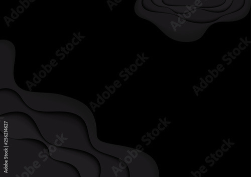 Black Cover or Flyer Template with Abstract Paper Cut Layers - Graphic Backgr...